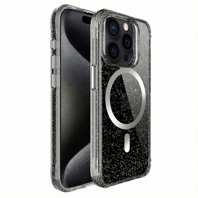 imoshion Hoesje - Geschikt voor Apple iPhone 15 Pro Max - Glitter Backcover geschikt voor MagSafe 2.0 - Zilver