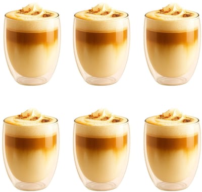 Majestix Dubbelwandige Glazen - Set van 6 - 350 ML - Isolerende Thermoglazen - Latte Macchiato, Cappuccino, Espresso, Koffie, Thee