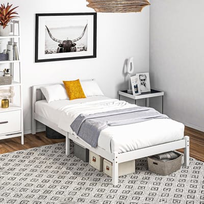 REDOM - Eenpersoonsbed – 90x200 cm – Van Stevig Grenenhout – 23 cm Opbergruimte onder Bed – Wit – Slaapkamer of Logeerkamer