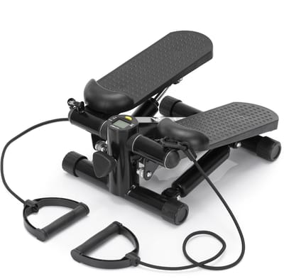 Actiget® Stepper - Stepper Fitness - Mini Stepper - Met Computer en Weerstandsbanden - Traploper - Crossfit - Fitness - Zwart