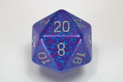Dobbelsteen D20 Silver Tetra Speckled 34mm - Accessoires