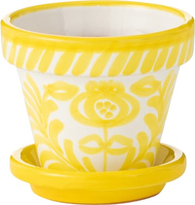 J-Line bloempot Granada Handmade + Painted - keramiek - geel - extra small - Ø 17 cm