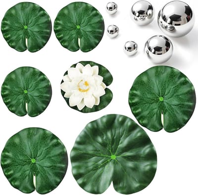 Oogbal met drijvende lotusbladeren en kunstmatige waterlelies voor mini-vijvers en tuinen, decoratieve tuinballen en zwemballen voor fonteinen en terrassen