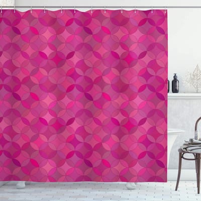 ABAKUHAUS geometrisch douchegordijn – 175x200 cm – polyester – donker magenta