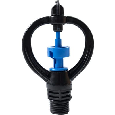 4-Punts Impeller Vlindervormig Mondstuk, Blauwe Turbine 360 Graden Automatische Rotatie, Verstuivende Sprinkler voor Landbouw- en Tuinirrigatie