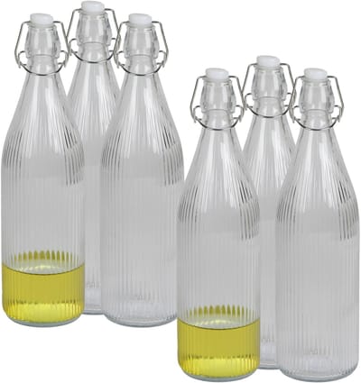 Urban Living Beugelfles/Weckfles - 12x - transparant glas - luchtdicht - 1 liter - waterfles