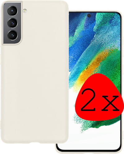 Hoesje 2 Stuks - Geschikt voor Samsung Galaxy S21 FE - Sterk & Shockproof - Case Siliconen - Back Cover - Telefoon Hoes - Wit