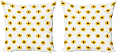 ABAKUHAUS Zonnebloem Kussenhoes Set 2x50x50 cm – Dubbelzijdig – Mikrofaser Geel