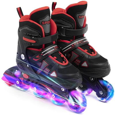 Verstelbare, verlichte inline skates met oplichtende wielen voor kinderen en jeugdmeisjes, jongens, inline L 39-42