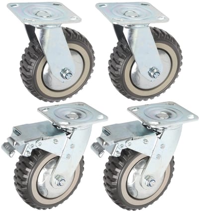 Zwenkwielen set van 4, 150 mm, zware belastbare transportwielen met rem