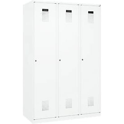 C+P Evolo Plus kledingkast, 3 vakken, 400 mm breed, cilinderslot, soft-close, B 1.200 x D 500 x H 1.850 m, verkeerswit/verkeerswit