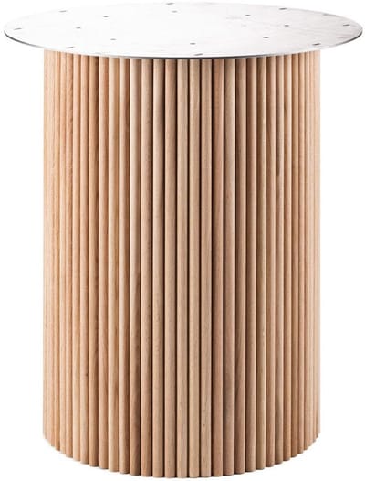 FLE - Ronde kolom rib tafelpoot van onbehandelde eiken ø 60 cm en hoogte 72 cm