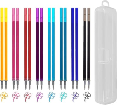 Set van 16 Vervangbare Gummistift Navullingen, Kleurvol, Geschikt voor Gelpennen, 0.7 mm Punt, Ideaal voor Creatief Schrijven en Notities