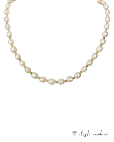 Cliste Couture Freshwater Parel Ketting - Verstelbare Lengte – Sieraad voor Festivals– Moederdag - Sierden vrouw - Goudkleurige - Ketting Dames - Ketting