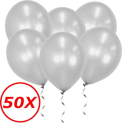 Zilveren Ballonnen Feestversiering Verjaardag 50st Metallic Zilver Ballon