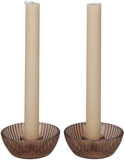 JENS Living Giftset Kandelaar + Kaars Bruin /2