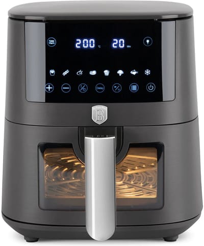 BerlingerHaus Airfryer XL Mat Antraciet - met Kijkvenster - 5 Liter - 1400W
