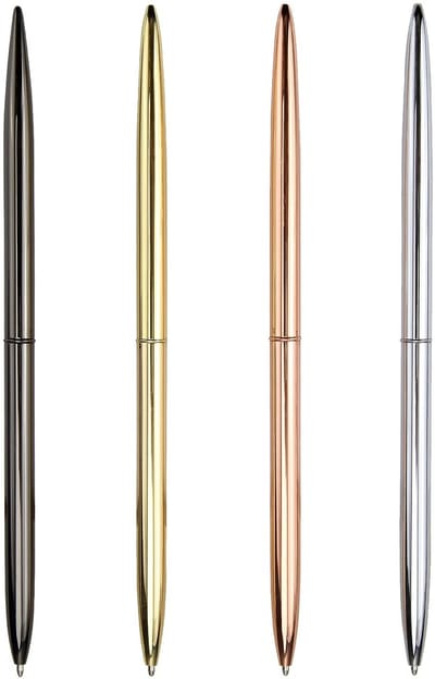 4 stuks balpennen - Dual Heads Rotation metalen balpennen - kantoor- en hotelbenodigdheden - zwarte inkt - privé of cadeau (zwart, roségoud, goud, zilver)
