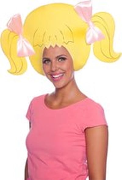 Blond Haar met Roze Strikjes Schuim Pruik