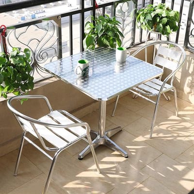 Klaptafel - Balkontafel bijzettafel - Buiten eten - In hoogte verstelbaar - Ø 60 cm - Zilver