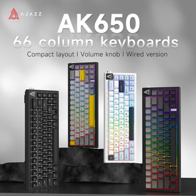 AJAZZ AK650 mechanisch gaming-toetsenbord met hot-swappable 5000mAh batterij, verlichte metalen draaiknop