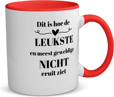 Akyol - dit is hoe de leukste en meest geweldige nicht eruit ziet koffiemok - theemok - rood - Nicht - meest leukste nicht - verjaardag - cadeautje voor nicht - nicht artikelen - kado - geschenk - 350 ML inhoud