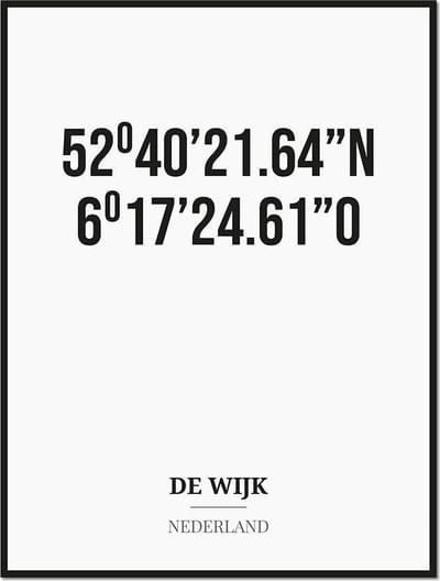 Poster/kaart DE WIJK met coördinaten
