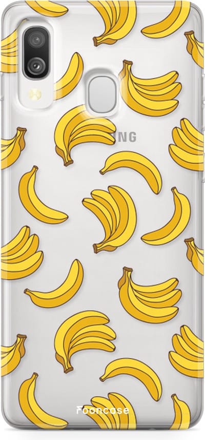 Fooncase Hoesje Geschikt voor Samsung Galaxy A40 - Shockproof Case - Back Cover / Soft Case - Bananas / Banaan / Bananen
