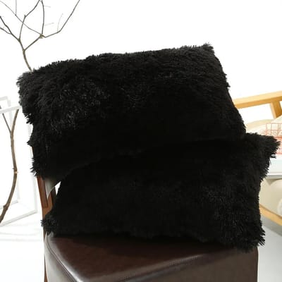 1 housse de coussin en fourrure douce et pelucheuse, taie d'oreiller, décoration classique pour la maison, 50 x 70 cm 50x70cm noir
