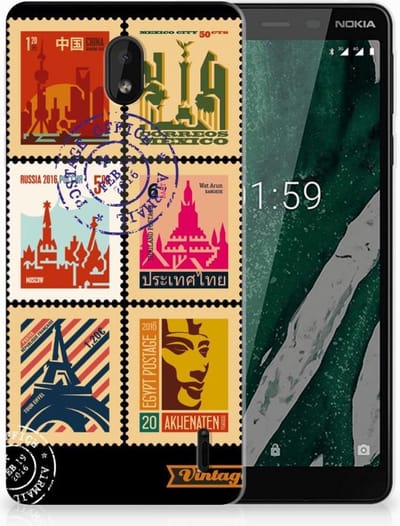 Nokia 1 Plus Siliconen Back Cover Postzegels