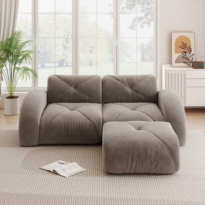 MODFU Frameloze Modulaire Bank - Bruine Hoekbank / Loungebank met Zachte Chenille - 32D Schuim met Hoge Dichtheid - Geschikt voor Woonkamer - Bruin