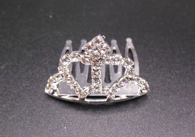 Tiara mini ronde vormen met gedraaid vierkantje bovenop strass #1
