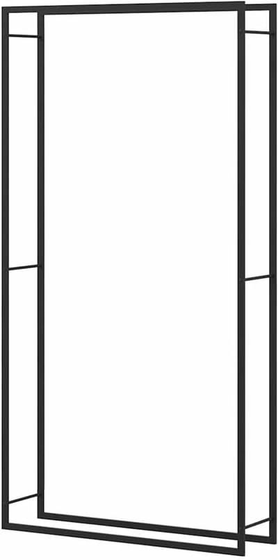 Brandhoutrek - Haardhout opslag - Haardhout bewaren - Weerbestendig staal - 110 x 214 cm - Mat zwart