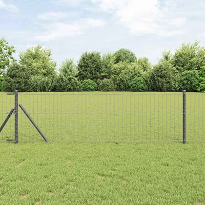 vidaXL - Euro-hek - met - grondbevestiging - 10 - x - 0,4 - m - PVC-Coated - Staal - Grijs