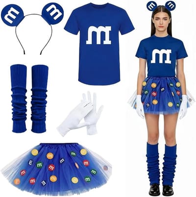 Dames carnavalskostuum met M-opdruk, kleurrijke en comfortabele outfits voor feestelijke gelegenheden