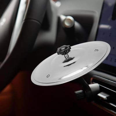 Auto Vent Bekken - Mini Crash Bekken - Muziek Maken - Verstelbare Arm - 16x15x4 cm - Zilver