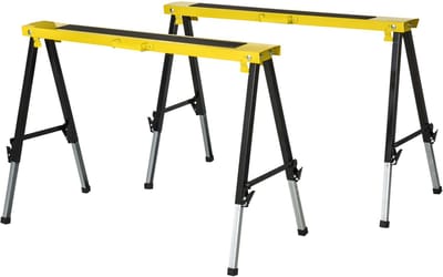 4goodz 2 stuks Zaagbok Staal Schragen 100x49x62-90 cm max 100 kg - Geel Zwart