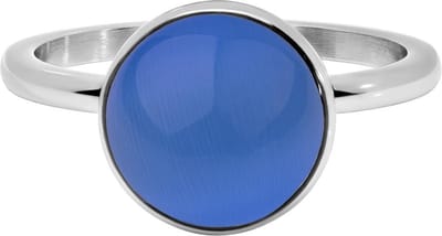 Quiges Stapelring Dames - Vulring - RVS Zilverkleurig met Blauwe Cateye - Maat 20 - Hoogte 2mm