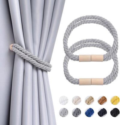 2 Stuks Handgemaakte Magnetische Gordijnhouders – Boho Touw Gordijnvastzetters voor Thuis & Kantoor