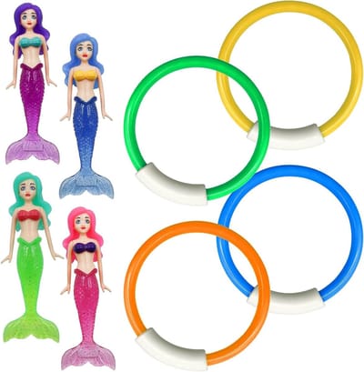 Diving Rings Set voor Kinderen - 8 Stuks Onderwater Speelgoed voor Zwemtraining en Waterplezier