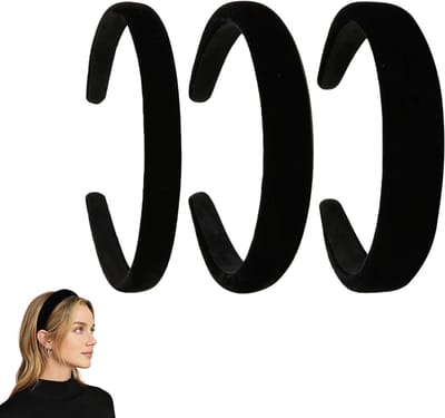 Set van 3 Luxe Fluwelen Haarbanden voor Dames - Mode Accessoires, Antislip Haarbanden voor Meisjes, Zwart