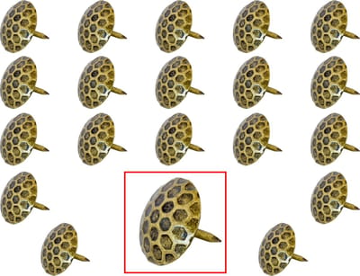 AMIG – Stalen Stoffeernagels Siernagels Meubelnagels Sierspijkers – ø25 x 24mm - Rond – Ruw Oppervlak – Antiek Brons – Rustiek Ornament - 20 stuks