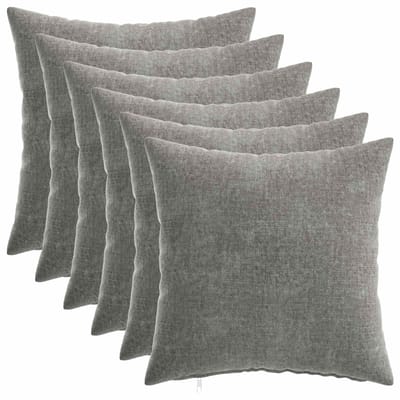 vidaXL - Kussensloop - 6 - st - HEERLEN - Donkergrijs - 30 - x - 30 - cm - Chenille - Stof