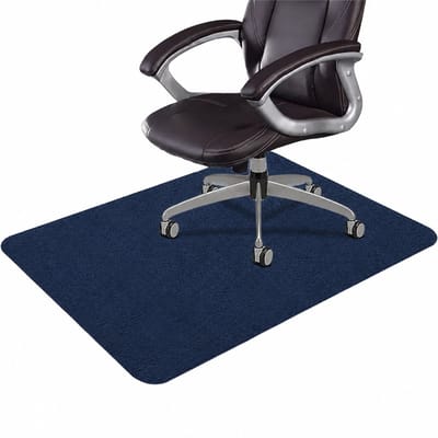 VHV Bureaustoelmat - antislip vloerbeschermer voor stoelwielen en thuiskantoor - zacht oppervlak - 120 x 90 cm - polyester voor bureau en werkplek - Donkerblauw