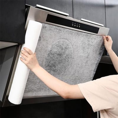 1 rouleau, Couvercle anti-huile pour hotte aspirante, Maille filtrante pour hotte aspirante, Film de protection anti-feu de cuisine résistant aux hautes températures, Housse anti-poussière pour fumée en tissu non tissé 5m