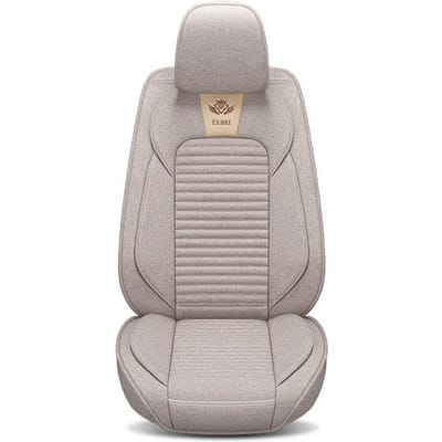 Autostoelkussen Linnen Alle seizoenen Universeel Stoffen Stoelhoes Zitkussen All-inclusive Antislip Enkele Stoelhoes All-inclusive Zomer beige