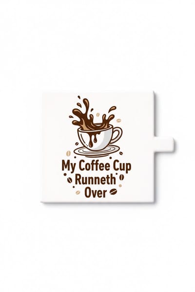 My Coffee Cup Runneth Over Keramische Tegel – Grappige Koffie Quote Wanddecoratie Cadeau voor Koffieliefhebbers