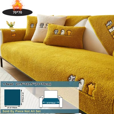 Livano Bankhoes - Bankbeschermer - Stretch - Sofa Cover - Pluche - Geel - Stoel 70x70