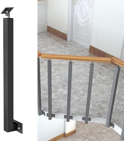 Trap Baluster Post - Reling Spindel - Buiten Decor - 270° Verstelbare Beugel - H 70cm - Zwart