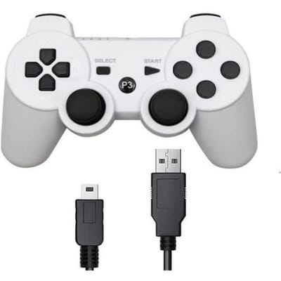 Gamecontroller - PS3 - Bluetooth - Vibratie - Ergonomisch - Oplaadbaar wit